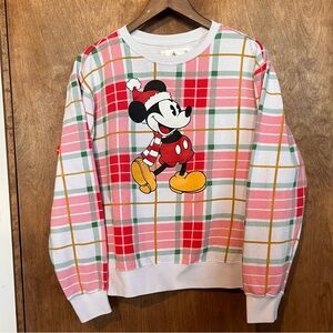 Disney Mickey Mouse Plaid crew neck medium
